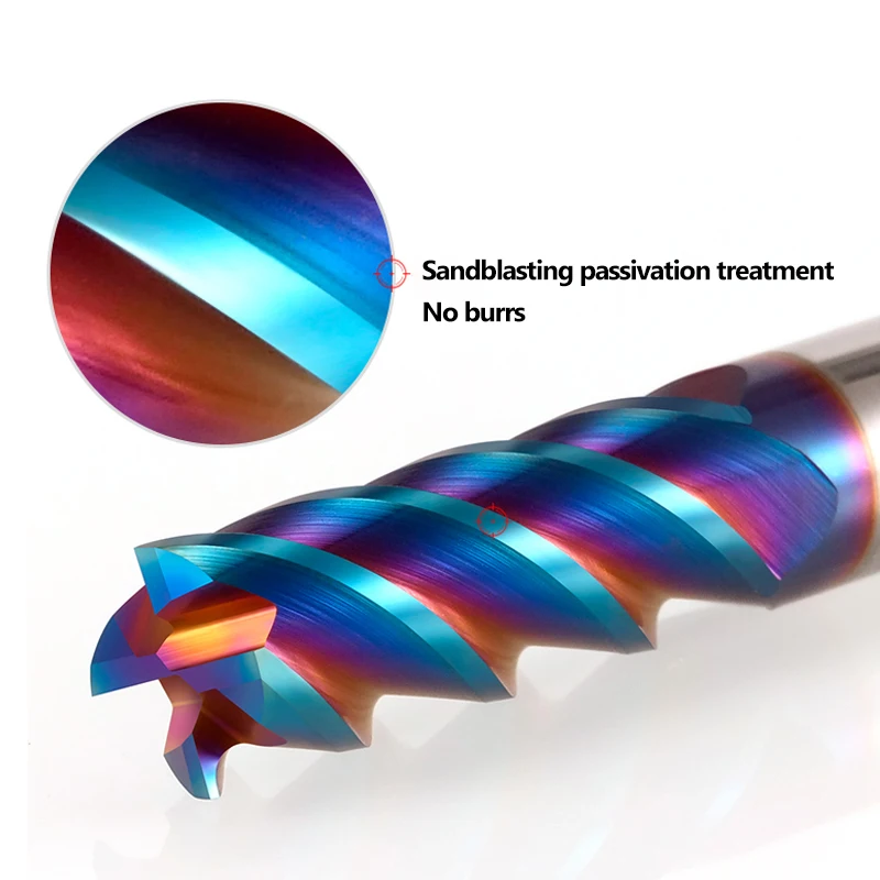 HRC65 HRC72 Carbide End Mill 4Flute Tungsten Steel 6 8 For Stainless steel Titanium Wood CNC Key Router Bit Machine Cutter Tools