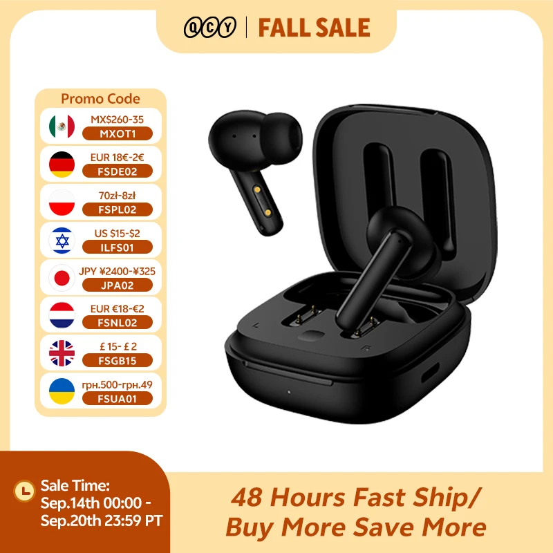 QCY T13 ANC Wireless Earphones Bluetooth 5.3 TWS ANC Noise Cancellation Headphone 4 Mics ENC Headset In-Ear Handfree Earbuds