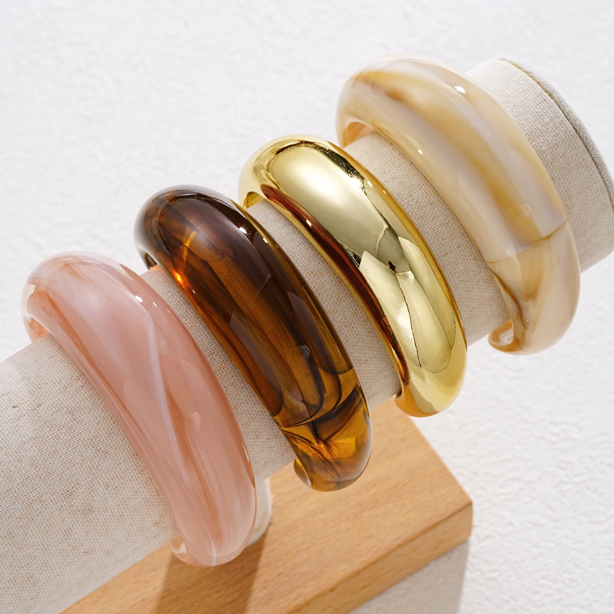 Retro Thick Resin Chunky Bangles for Women Punk Exaggerated Geometric Stackable Bangle Bracelet Daily Party Wear Jewelry Gifts
