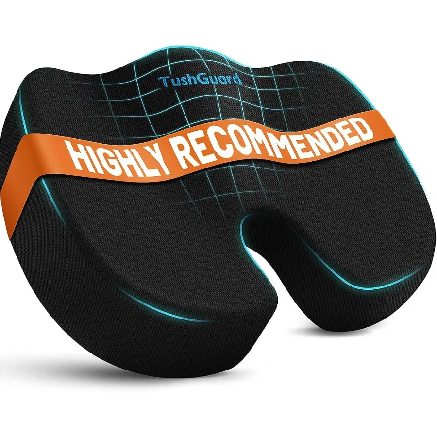 Almofada de assento de espuma viscoelástica com base antiderrapante e suporte lombar para cadeira de escritório assento de carro mesa de computador ideal para sitti prolongados