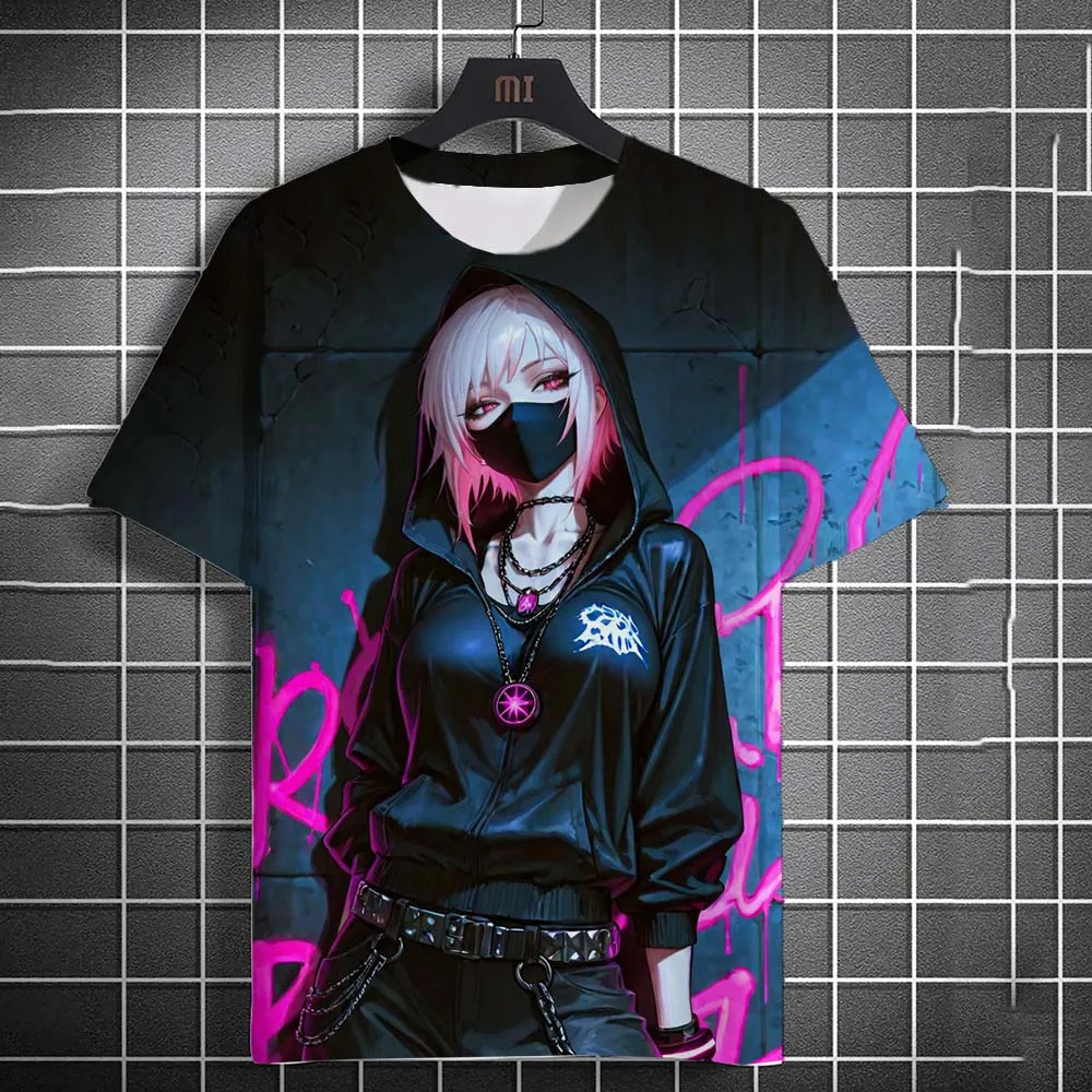 

Cartoon Sexy Girl Pattern Men's T-Shirt 3d Printed Oversized T Shirts For Men personality Bad Girl Harajuku Short Sleeve Tops