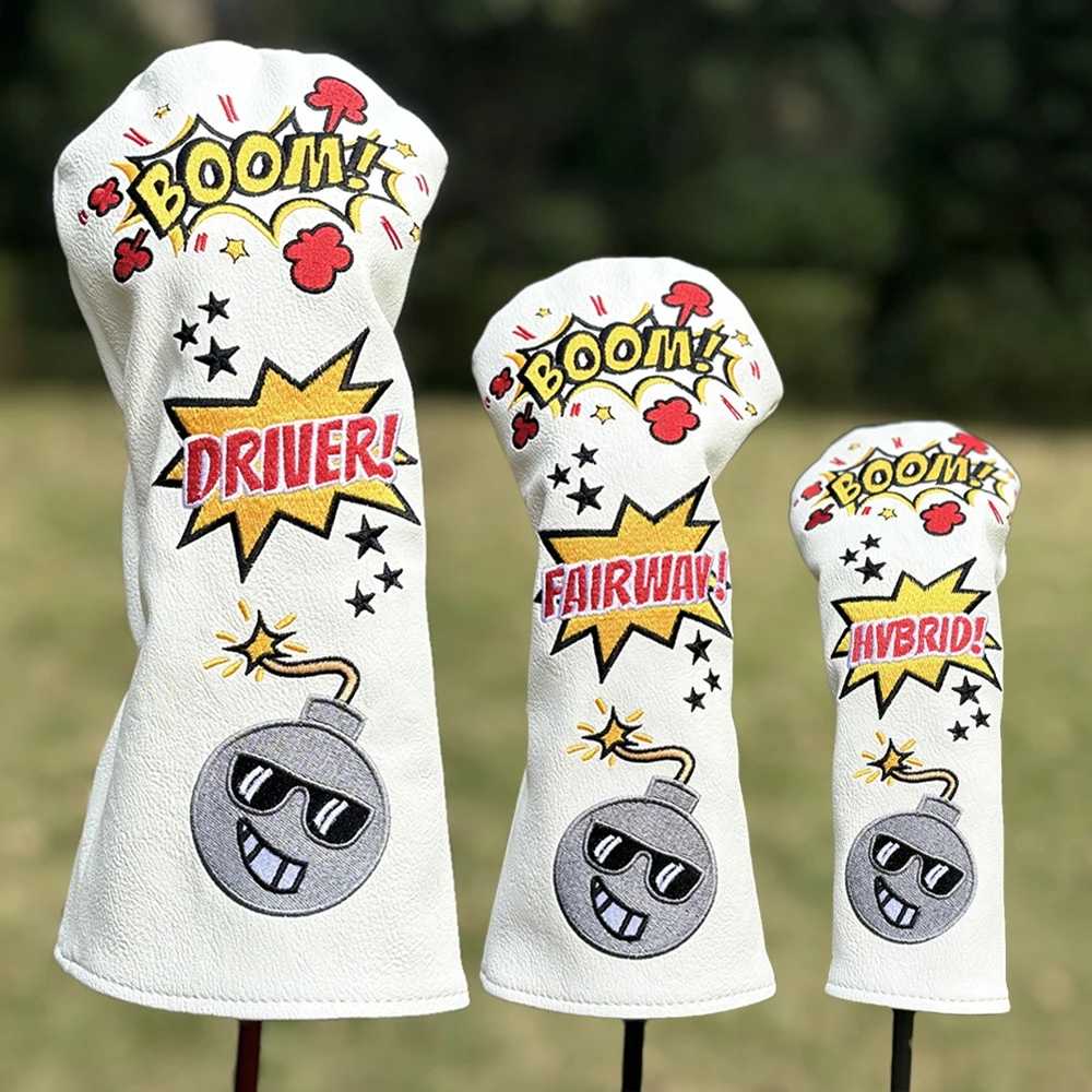 1/3pcs Premium Golf Club Headcovers - Creative Boom Design for Driver, Fairway Wood, and Hybrid - Protect Your Clubs