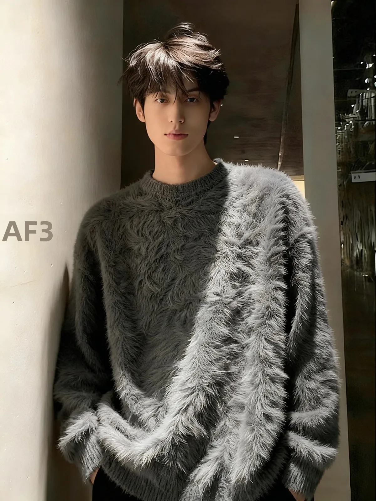 

Мужской вязаный свитер из плотного вельвета с круглым вырезом, мягкий шерстяной пуловер для повседневной носки, зимняя модная новинка