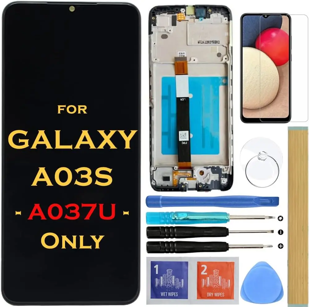 

Screen Replacement LCD Display Touch Digitizer Assembly with Frame for Samsung Galaxy A03s A037U SM-A037U 6.5"((Not for A03 A037