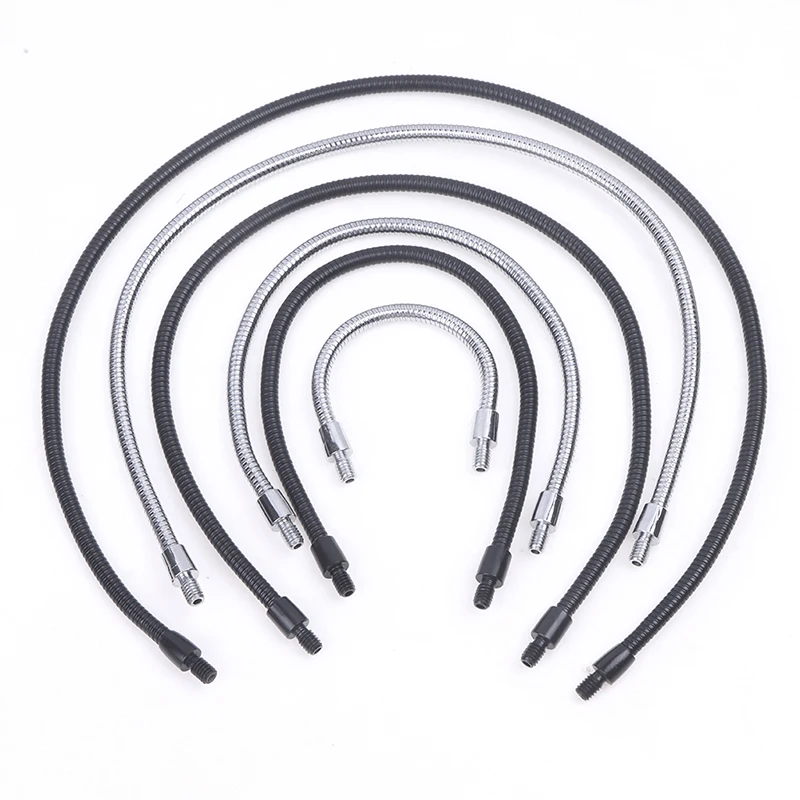 1pc 10/20/30/40cm LED Gooseneck M4 Black Flexible Snake Tube Silver Microphone Positioning Hose Two External Teeth