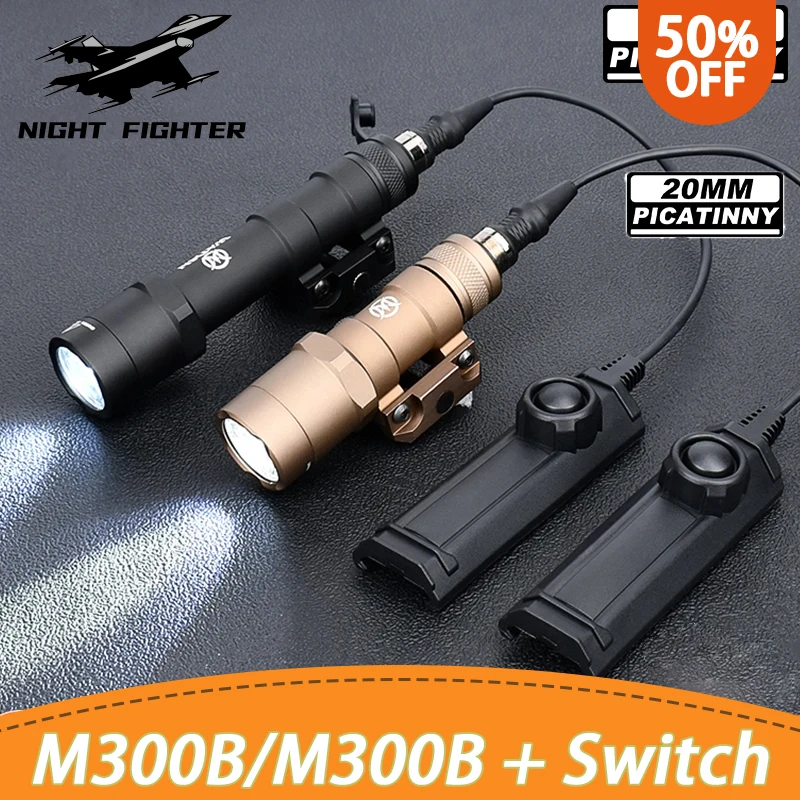 

Wadsn M600 M600B Powerful Tactical Flashlight with Dual Function Switch M300B Rifle Gun Hunting Weapon Scout Torch Fit 20mm Rail