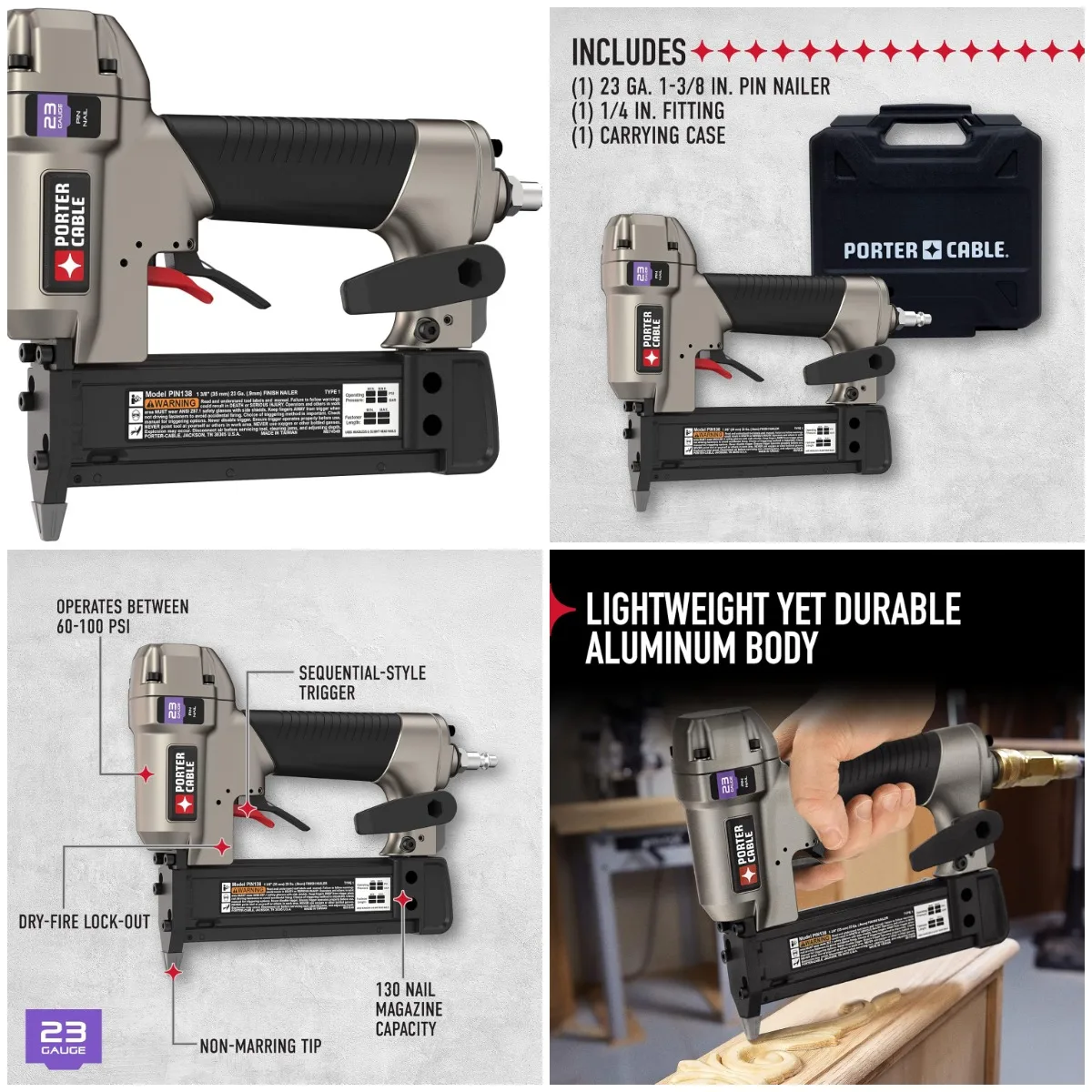 

Цвяхозабивный прибор, 23 калибра, 1-3/8 дюйма (PIN138)