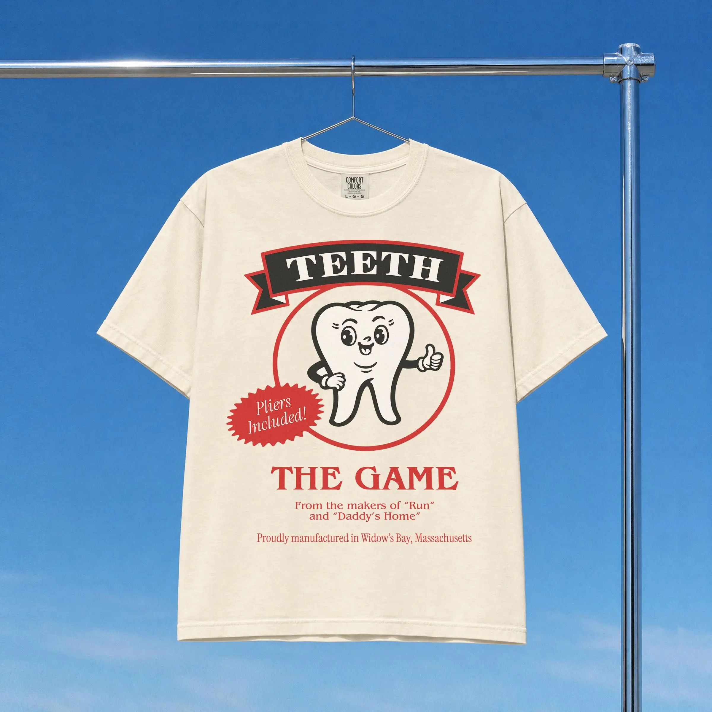 Vintage Teeth The Game Cartoon Tooth Print T-shirt, Comfy Unisex Tee for Game Fans Casual Street Daily Outfits