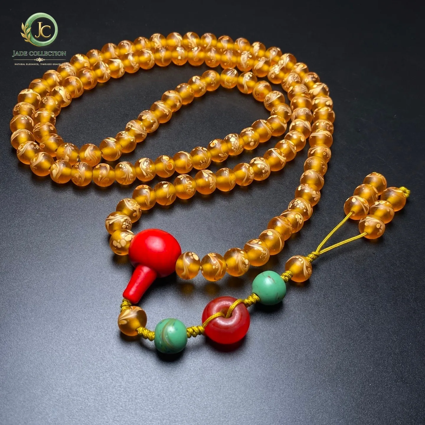 108 Tibetan Colored Glaze Phoenix Tail Bead Prayer Handstring Necklace G3725
