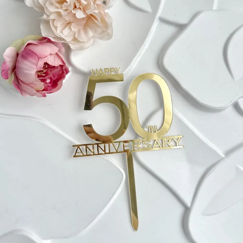 INS Acrylic Cake Plugin 25 Happy Birthday Party Cake Toppers 50th Anniversary Party Cake Toppers for Party Cake Card Insertion - Image 5