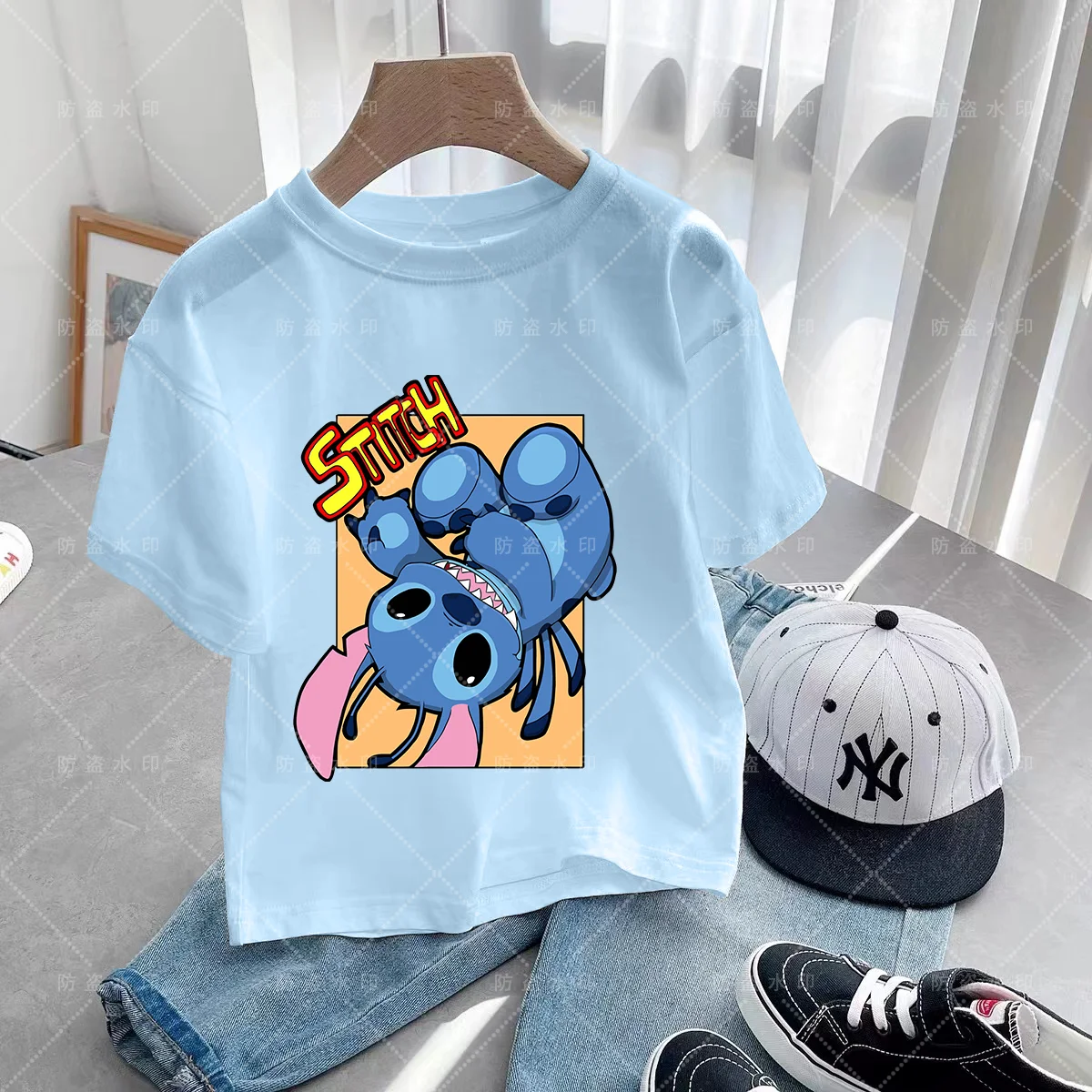 

Children's Clothing Kawaii Couple -shir T Shirt Lilo and Stitch Girls Cartoons Disney Girl Clothes Y2k Tops Summer Disney Kawaii