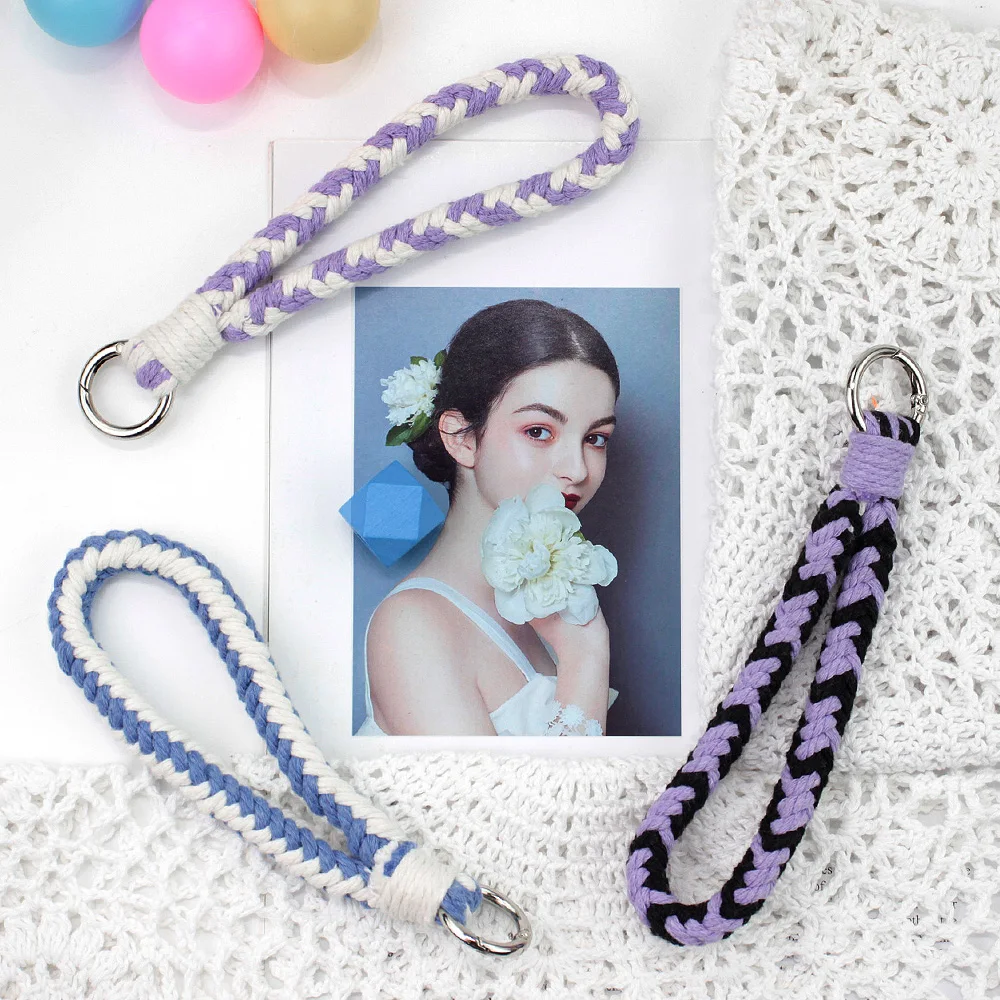 8-Strand Braided Wristband Macrame DIY Kit 2Pcs Polyester Handmade Bracelet Matching Accessory Couple Sister Phone Strap