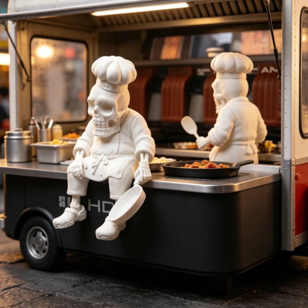 Funny Skeleton Chef Shelf Sitter Resin Cook Figurine in Chef Hat & Apron Humorous Hoom Kitchen Desktop Ornament Food Lovers Gift