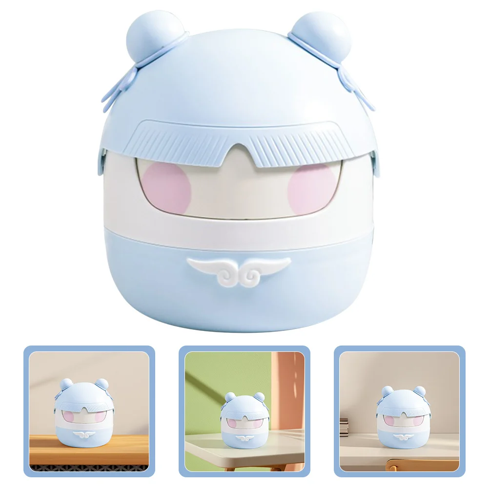 

Cute Cartoon Desktop Trash Can Flip Lid Small Compact Waste Basket for Office Bedroom Bathroom Easy to Clean Plastic Bin