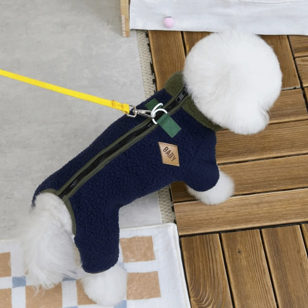 

Cute Warm Dog Four Legged Clothes Breathable Soft Pet Jumpsuit Zipper Dog Coat Cold Weather