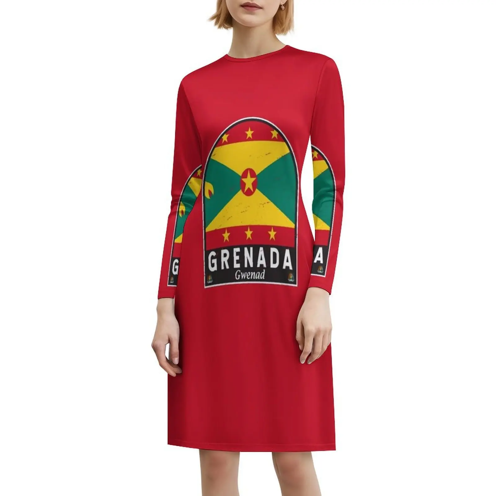 غرينادا العلم شعار المتعثرة خمر المرأة الهيب هوب الشارع الشهير فستان الرسم طباعة ملابس للنادي غرينادا غرينادا العلم