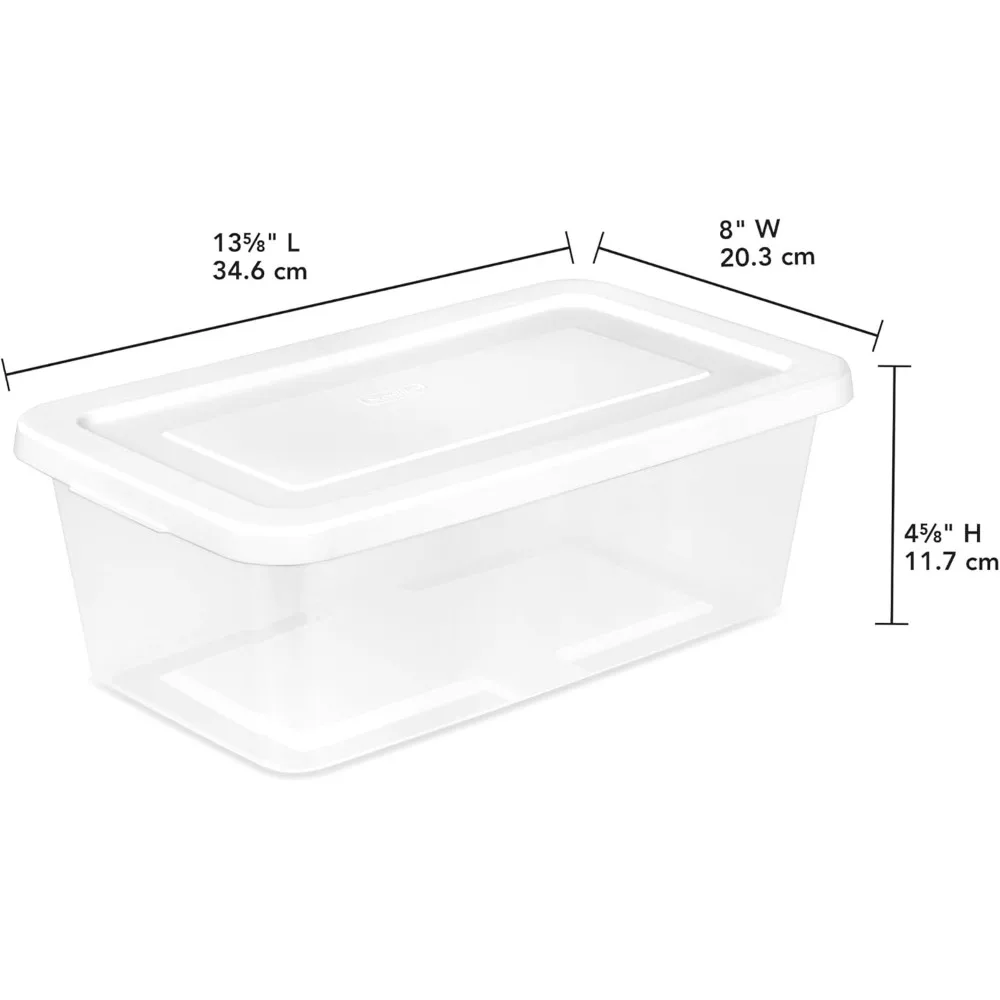 Sterilite 12-Pack 6 Quart Storage Boxes, Stackable Clear Plastic Bins with Snap-On Lids – Heavy-Duty Organizing Containers