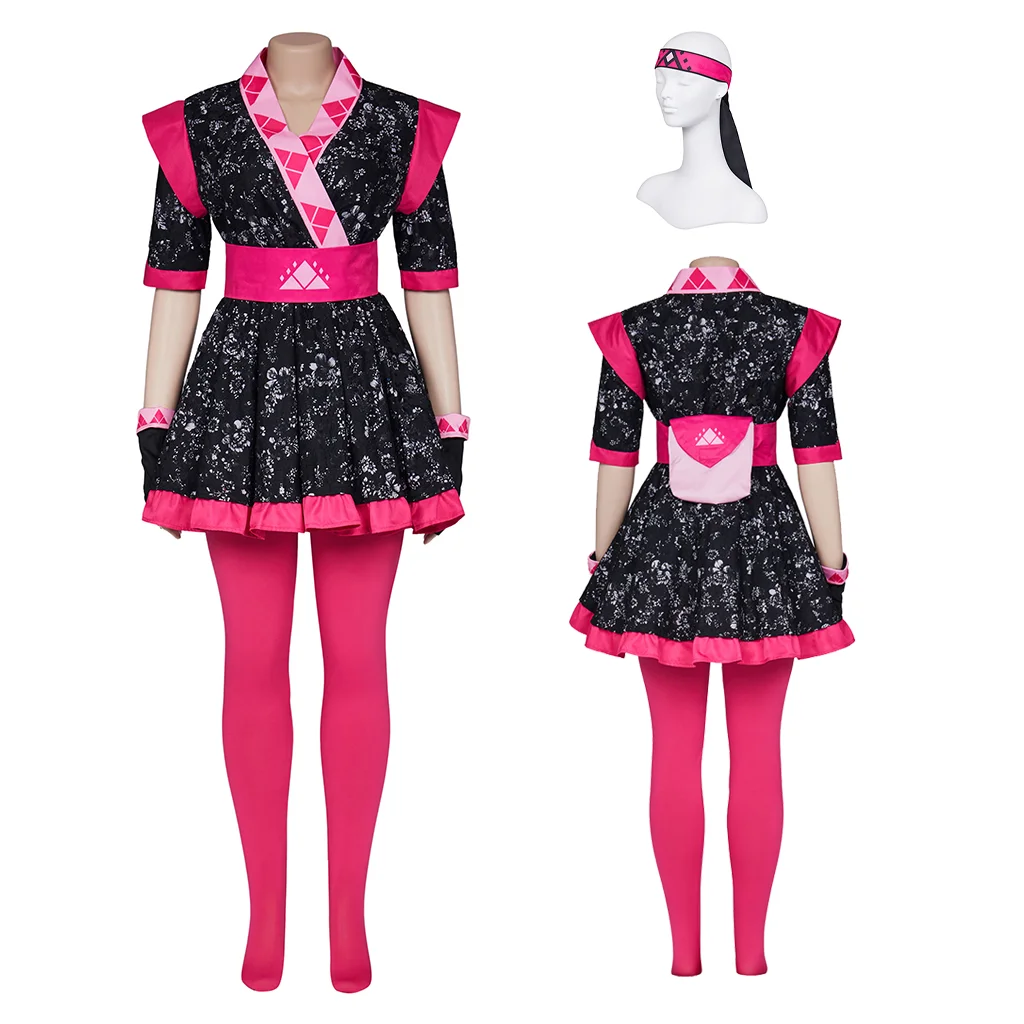 

Anime Kiya Cosplay Costume Mid Sleeve Pink Dress With Stockings And Gloves Backpack Halloween Carnival Day Costume