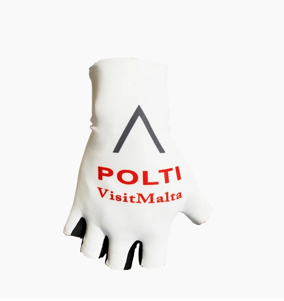 

2025 Polti VisitMalta TEAM One Pair Sports Half Finger Cycling Jersey Gloves MTB Road Mountain Bike Bicycle Gel Gloves