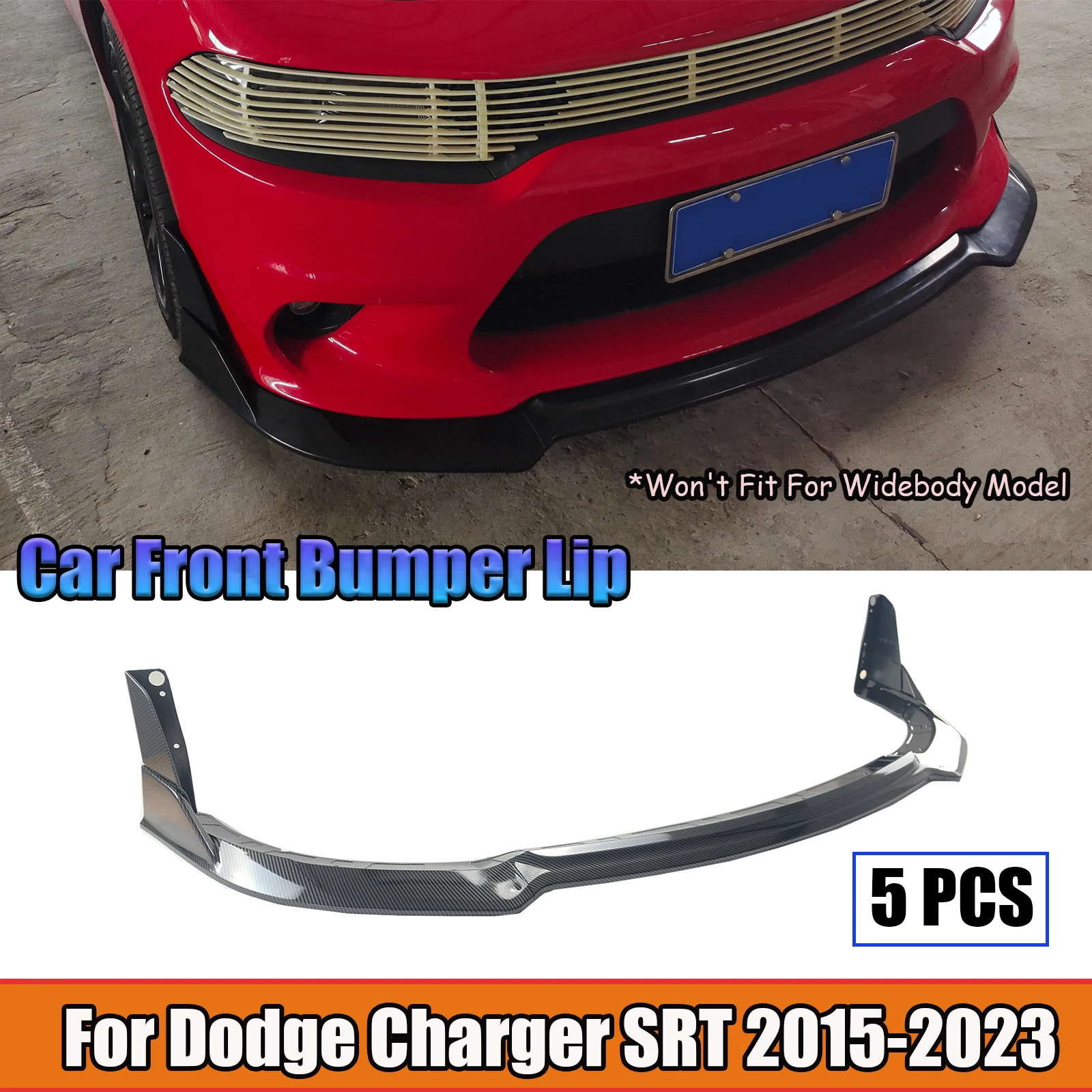 For Dodge Charger SRT 2015 2016 2017 2018 2019 -2023 Car Front Bumper Lip Splitter  Corner Spoiler Diffuser Exterior Accessory