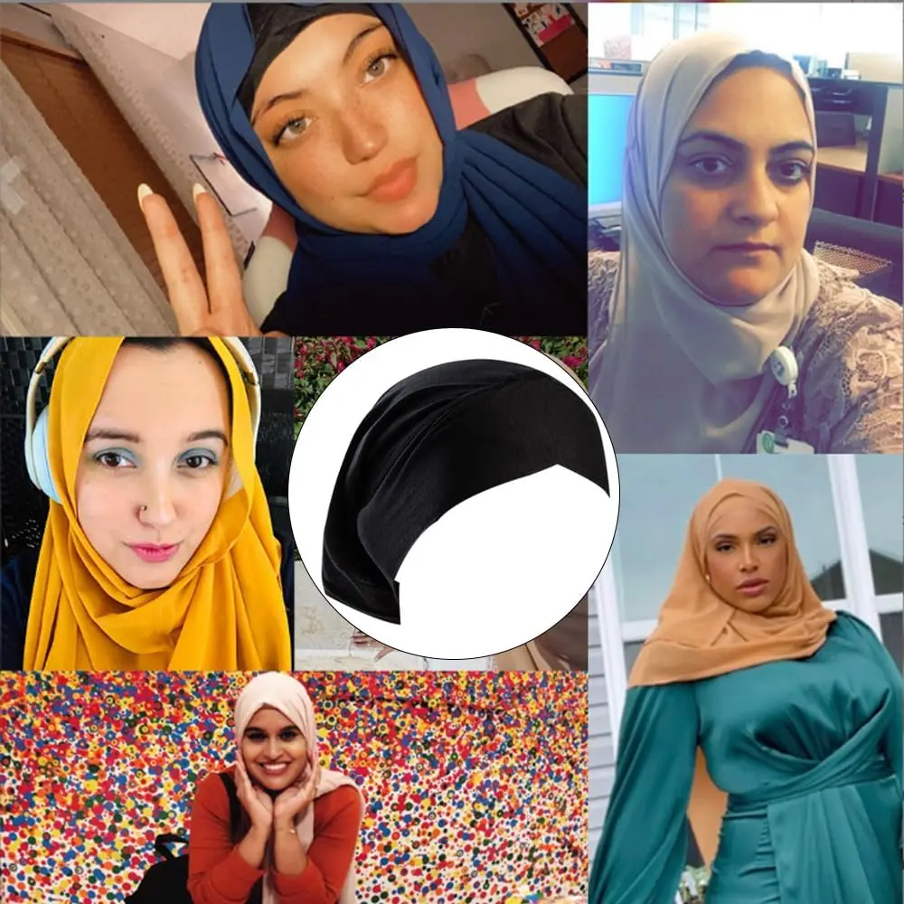 

Сплошной цвет, 4 шт., мусульманская шапка-хиджаб для женщин, трансграничный тюрбан, нижний шарф, капот, исламский трикотаж, шапки-трубы, тюрбан