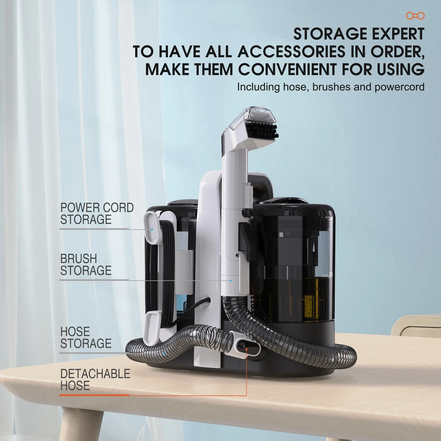 Teppichreiniger, Maschine, Polsterreiniger, tragbar, 450 W, starker Saugpunkt, Stoffstaubsauger für Haustiere, Treppen, Autositz, Couch