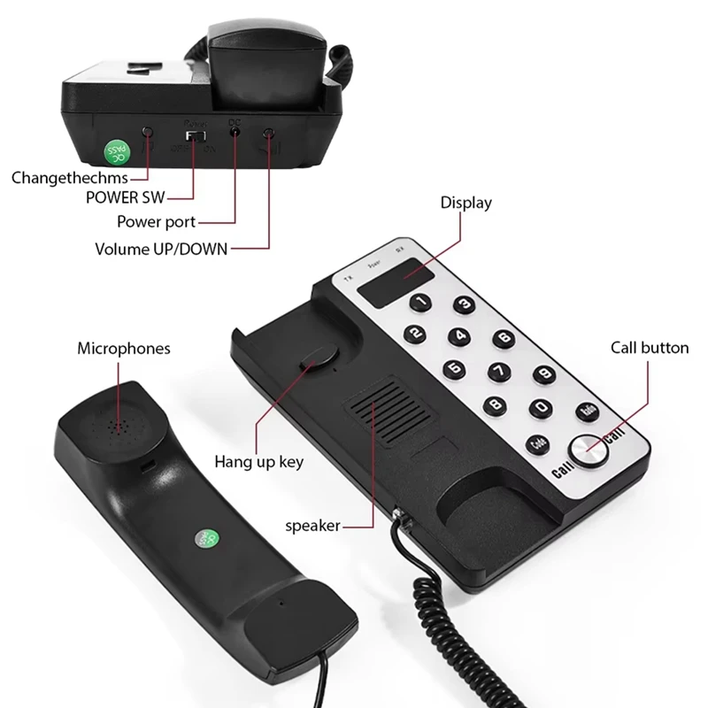 Wireless Intercom System Office Intercom Machine With LCD Screen 433Mhz 3280Ft Range Adjustable Volume Call Telephone