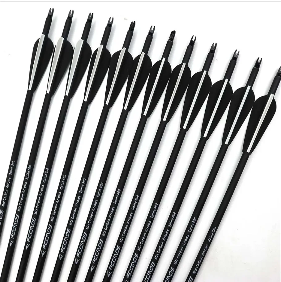 

Bow and arrow hunting and shooting practice arrow 8mm fiberglass arrow black and white feather reverse curved bow composite bow