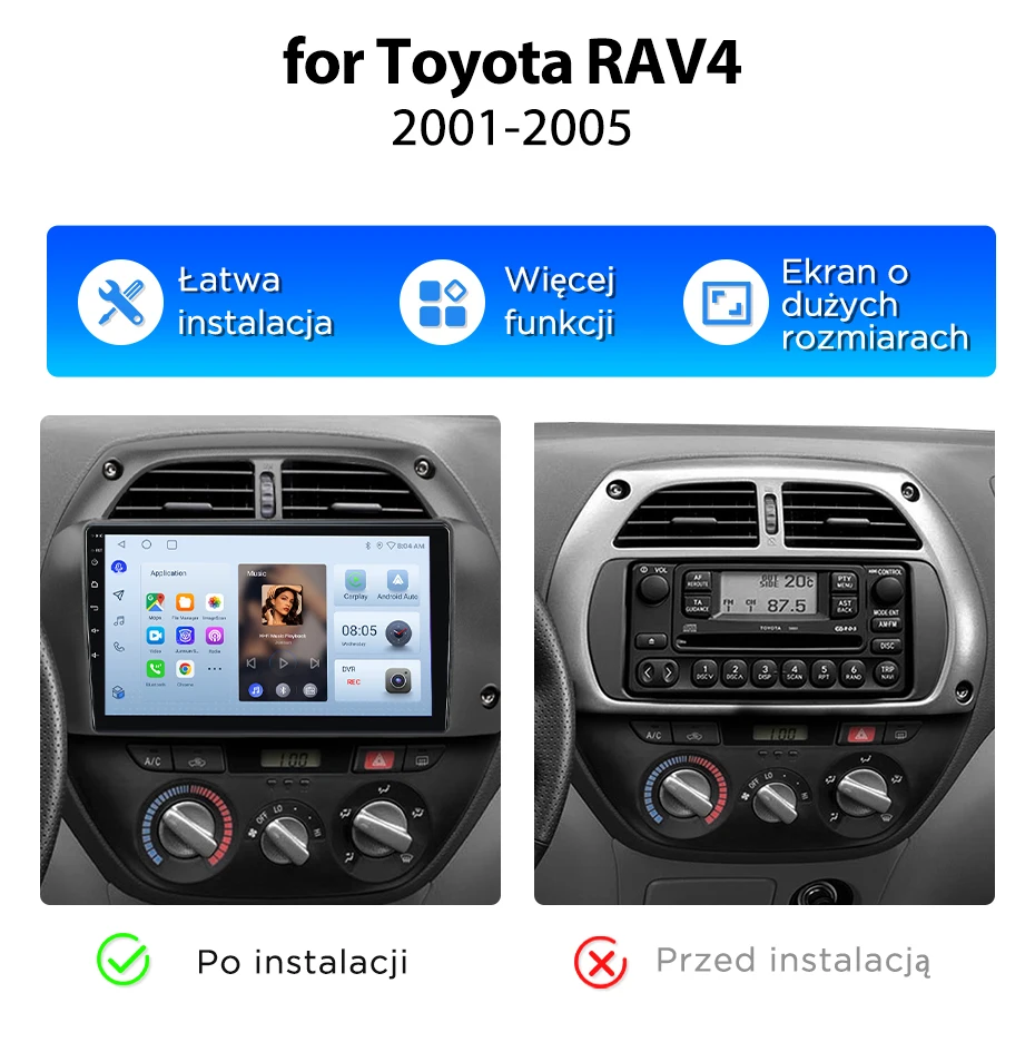 Junsun Wireless CarPlay Android Auto Autoradio für Toyota RAV4 2001-2005 Intelligente Fahrzeugsysteme DSP SWC RDS GPS FM BT – Detail 3