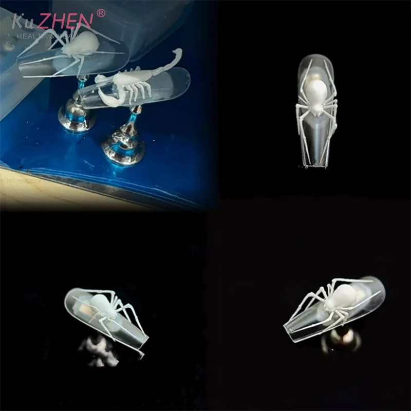 ثلاثية الأبعاد العنكبوت العقرب سيليكون قالب الأظافر لتقوم بها بنفسك الظلام الشرير نمط لينة ختم لوحات مانيكير الفن قالب أدوات قوالب الزينة #4