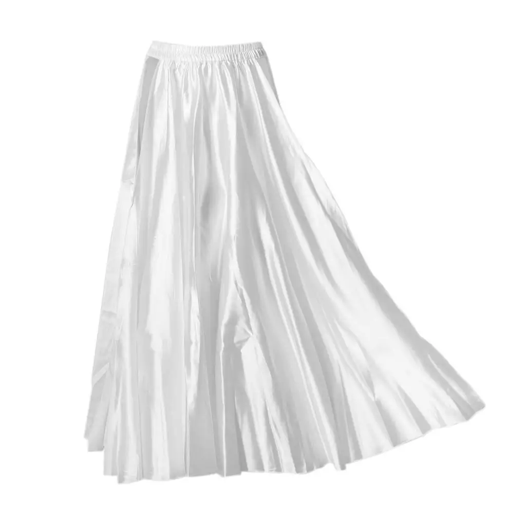 Belly Dance Petticoat Dress Satin Double Slit Skirt for Women Dancewear and Practice Clothes