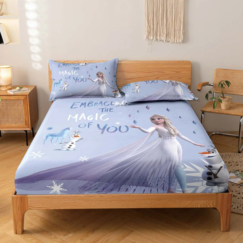 1 cartoon cute Elsa pattern digital printed frosted Fitted Sheet,bedroom printed bed cover,bedding(No pillowcase)