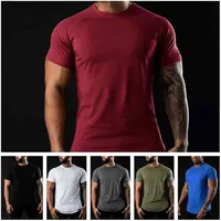 Hommes coton t-shirt de sport à manches courtes t-shirts mâle col rond décontracté hauts coupe ajustée t-shirt respirant solide t-shirt homme vêtements 1
