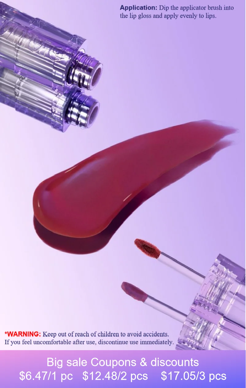 

Uhue Plump Lip Glaze 3ml-Moisturizing Water Gloss with Glass Shine for Spring-Summer Lip Stick Makeup Beauty Cosmetics