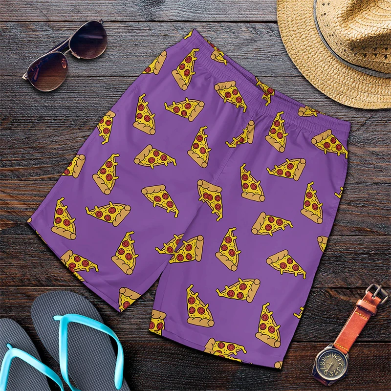 Zabawny wzór pizzy Szorty plaż – Summer Clothing Fabric recenzja i cena
