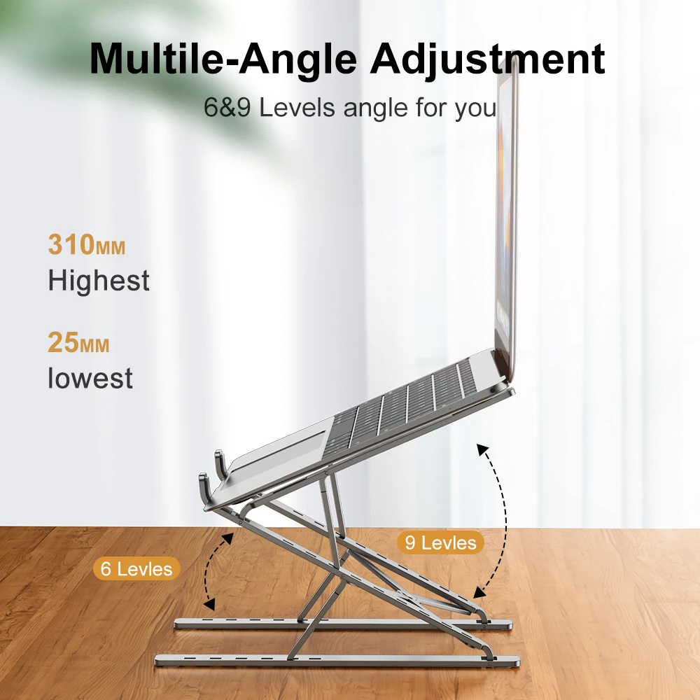 Laptop Stehen Für Schreibtisch Aluminium Notebook Stand Faltbare MacBook Pro Halterung Computer Basis Halter Verstellbare Unterstützung Zubehör