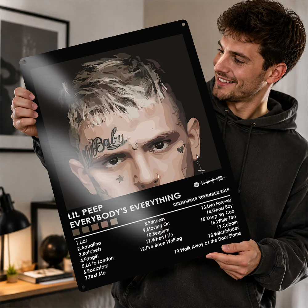 Lil Peep Everybody's Everything Album Textured Metal Poster Graphic Wall Art For Bedroom Customized Aluminum Sign Birthday Gift