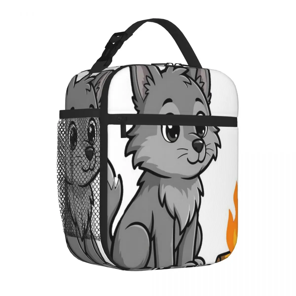 Hot Sale Wolf By Campfire Cute Thermal Food Carrier Short Journey Neoprene Lunch Bag