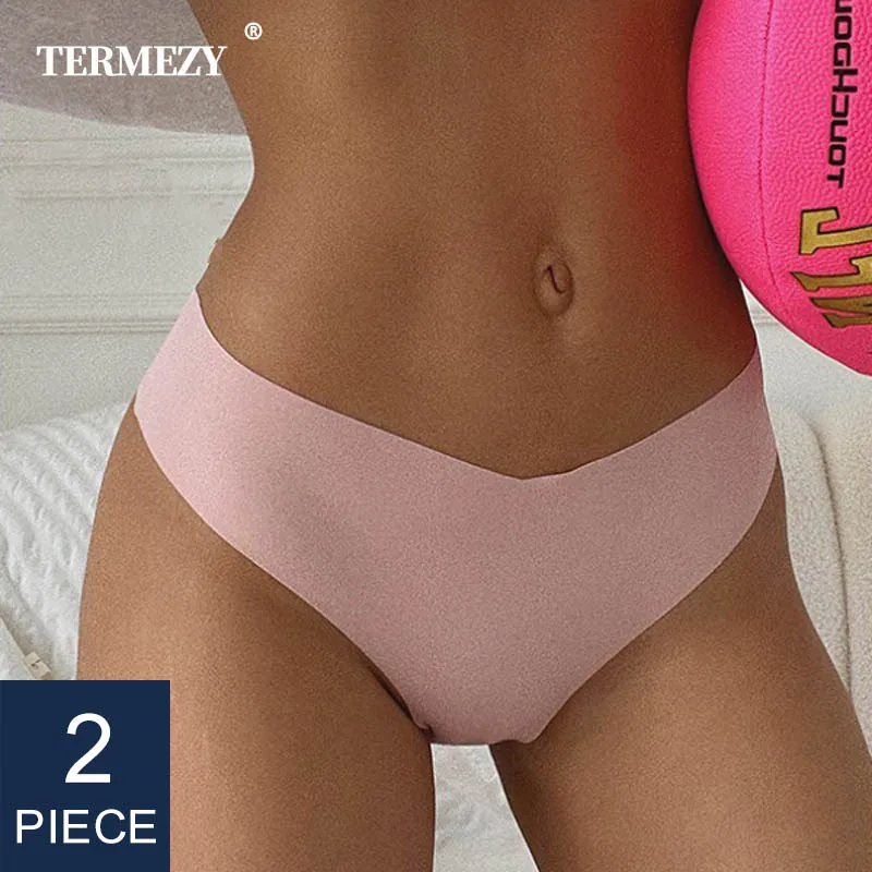 

TERMEZY Women Panties Seamless Underpant Low-waist Sexy Lingerie Briefs Thong Ice Silk Underwear Panty Soft T-back G-String
