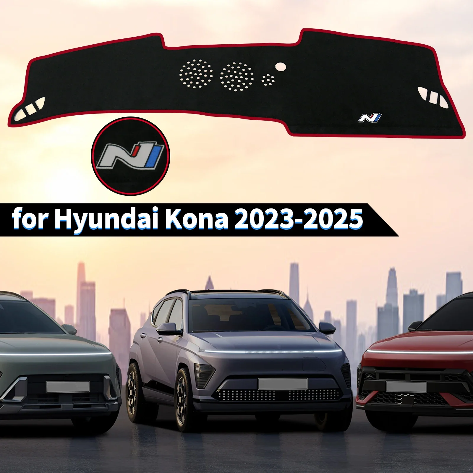 

For Hyundai Kona 2023 2024 2025 N-line Dashmat Dash Mat Anti-Slip Sunshade Protective Carpet Car Dashboard Cover Pad Accessories