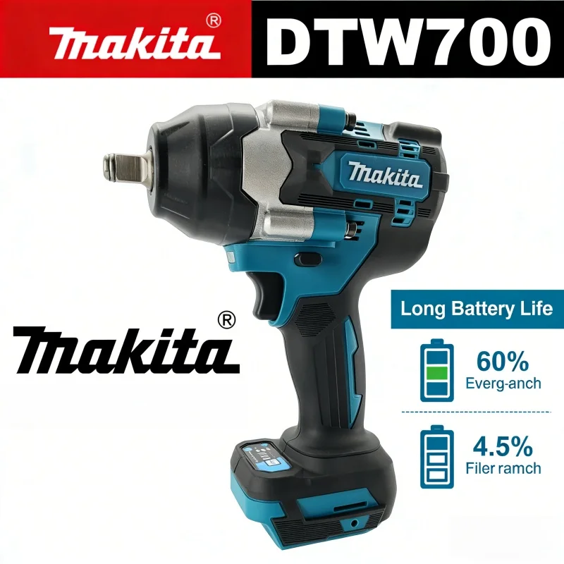 

100% Makita DTW700 1/2 Inch Brushless Cordless Impact Wrench High Torque Electric Wrench for Makita 18V Battery Power Tools