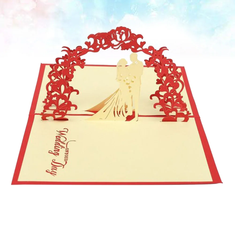 

3D Handmade Stereoscopic Greeting Card Bride Groom Invitation Love Letter Writing Space Creative Unique Surprise