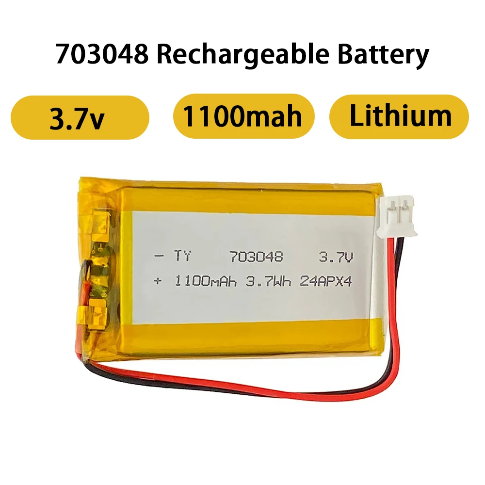 3.7V703048 Akumulator litowy 1100 mAh do przyrządu kosmetycznego Maszyna do wczesnej edukacji Laptop Rejestrator jazdy GPS