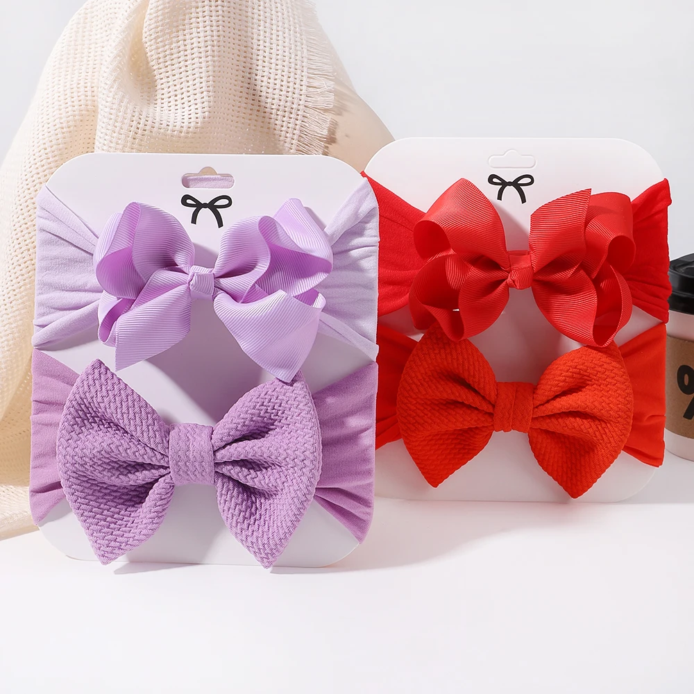 2pcs/set Baby Girl Headband Infant Hair Accessories Bows Newborn Headwear Elastic Gift Toddler Bandage Ribbon Soft Bowknot Gift