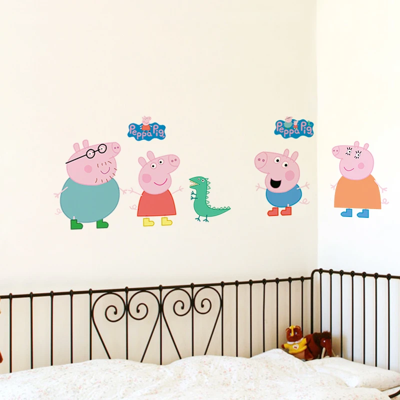 Cartoon Peppa Pig Wall Stickers For Kids Room Living Room Bedroom Kindergarten Wall Decoration Anime Poster Stickers view 6