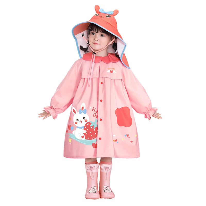 Rain and Shine Dual Use Girl Children\'s Raincoat Girl Kindergarten Children\'s Raincoat New Student Girl Baby Raincoat