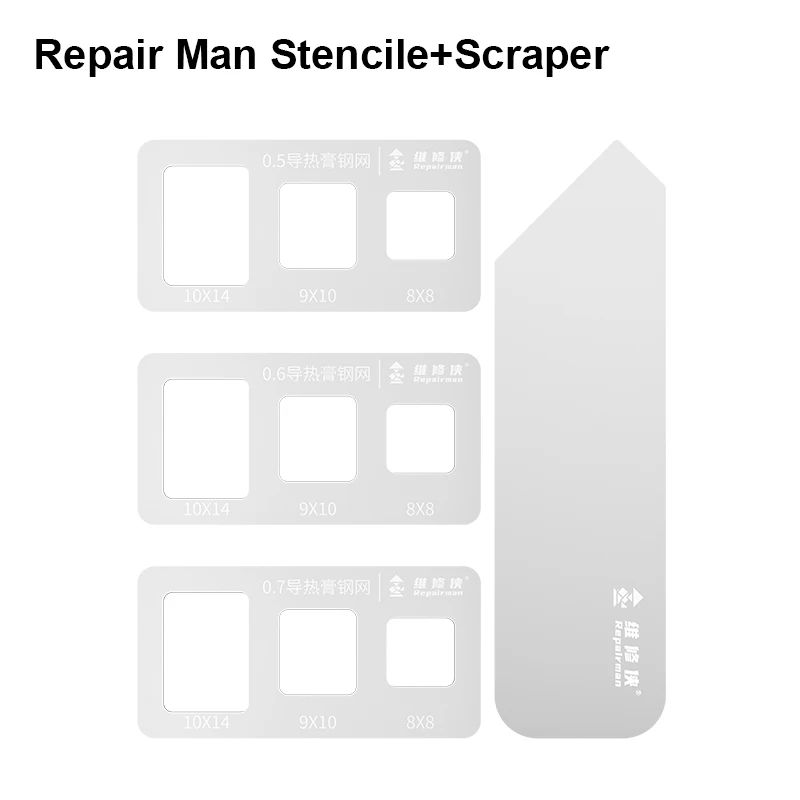 Riparazione uomo pasta termica Stencil e raschietto 0.5/0.6/0.7mm spessori Stencil lama in acciaio inossidabile per la riparazione della CPU del Chip del telefono