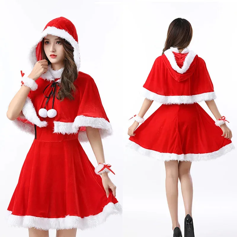 

New Christmas costumes woolen edge stage party party Christmas uniform