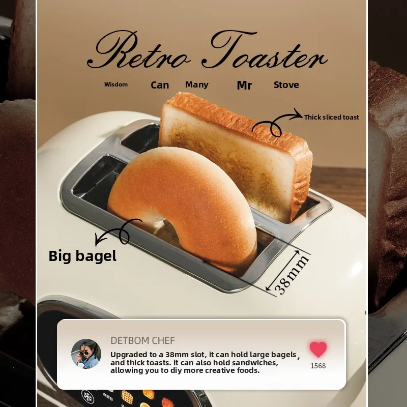 Smart Touch Screen Toaster Multifunctional Breakfast Machine Household Bread Toaster with Recipes Function
