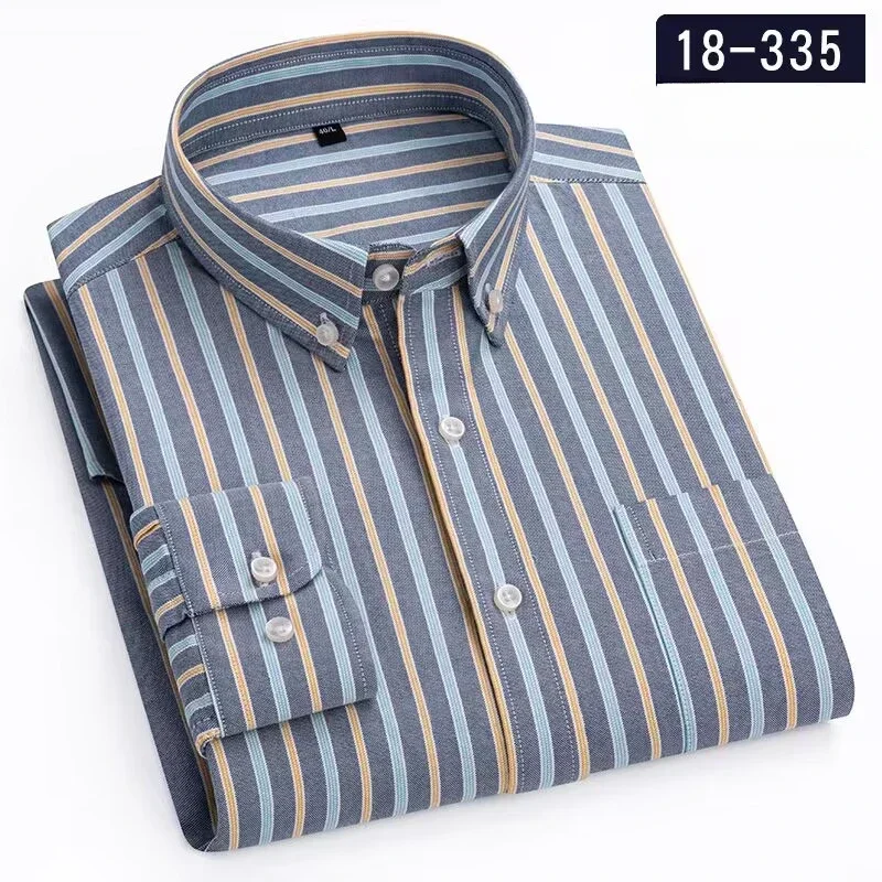 New in shirt hight qulity 100%cotton thin long-sleeve shirts for men slim fit casual shirt soft plaid striped elegants clothes